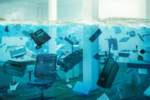a room with many computers