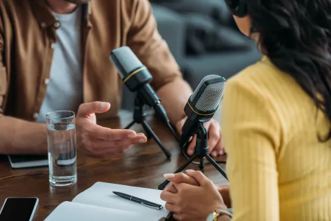 a person holding a microphone