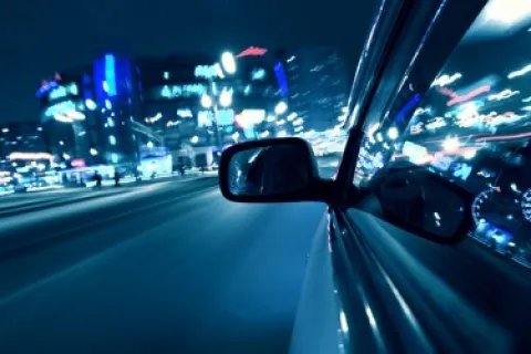 a car driving on a road