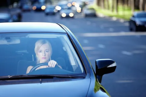 a person driving a car