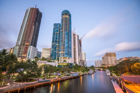 a city with tall buildings