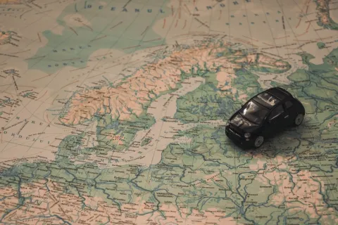 a black car on a map