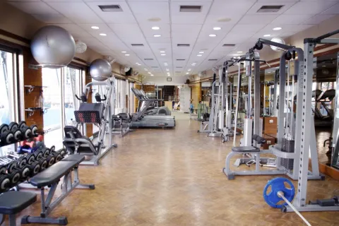 a gym with exercise equipment