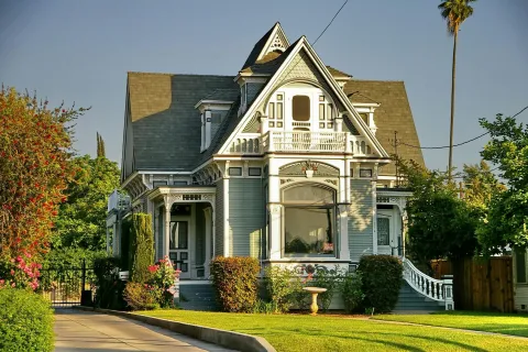 a house with a large front yard