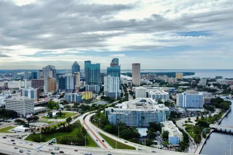 a city with tall buildings