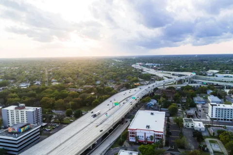 a highway with a bridge over it