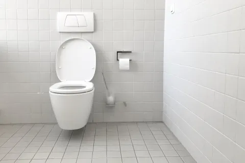 a toilet in a bathroom