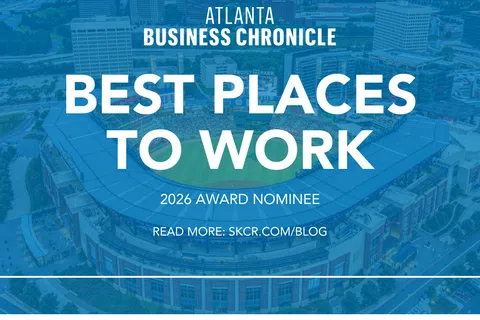 Atlanta Business Chronicle best places to work 2026 award nominee with stadium aerial background