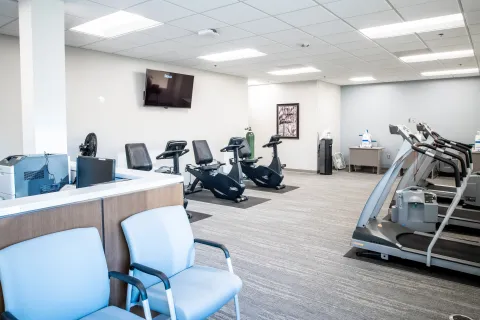a room with exercise equipment