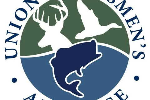 Union Sportsmen's Alliance logo with deer, flying duck, and fish in circular green and blue design.