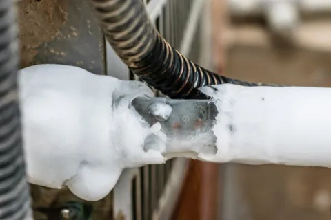 Ice on an HVAC unit