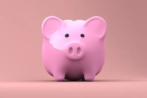 a pink piggy bank
