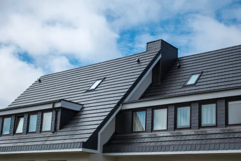 a house with a blue sky