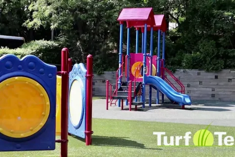 a playground with a slide