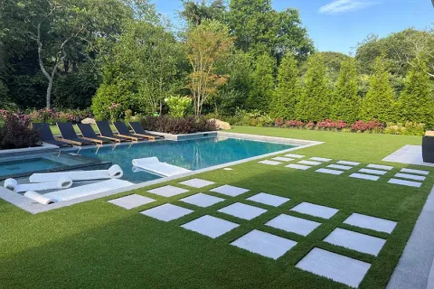 a swimming pool in a backyard