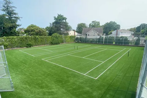 a football field with a net