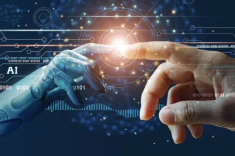 a person holding a light saber