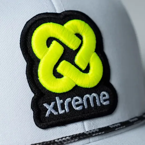 a black and yellow hat