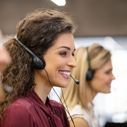 a woman wearing headphones