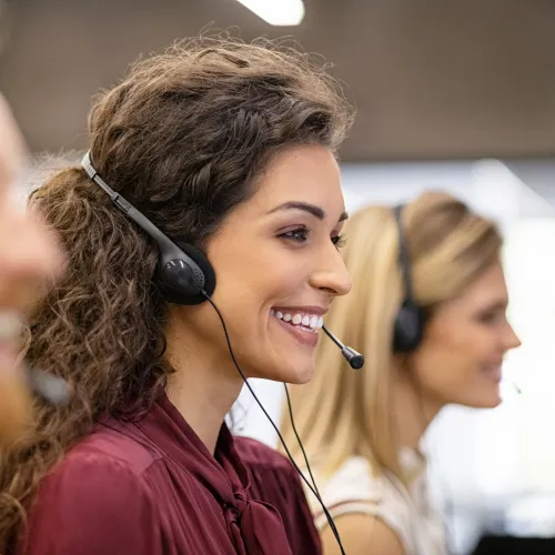 a woman wearing headphones
