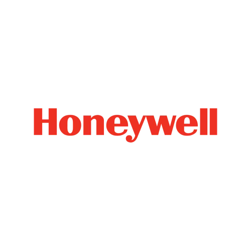 Honeywell logo in bold red font on a black background representing the technology company.