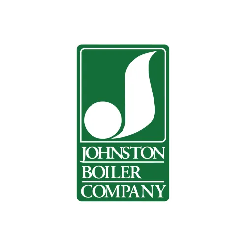 Johnston Boiler Company logo with green background and stylized white emblem above company name.