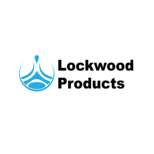 Lockwood Products logo with a blue abstract symbol and black text on a white background