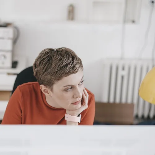 a person sitting at a desk