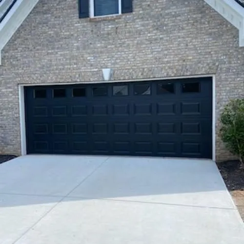 a garage door on a building