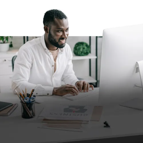 a man sitting at a desk