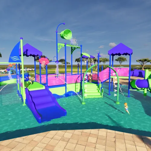 a water park with a slide