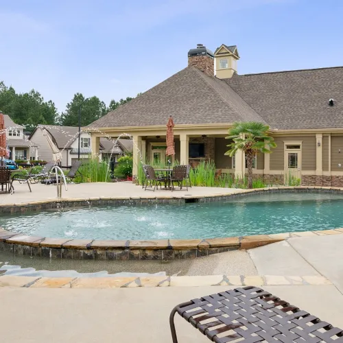 a pool in a backyard