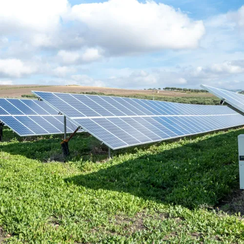 a row of solar panels