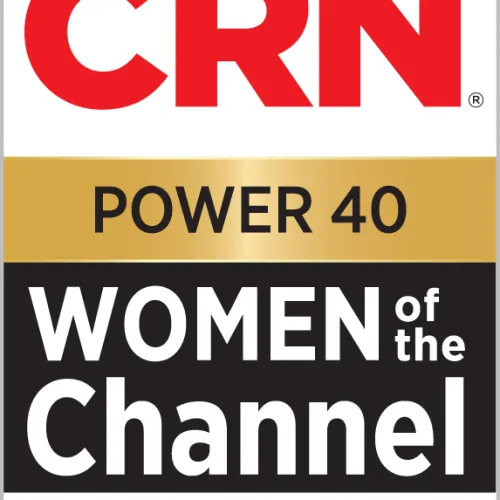 CRN Power 40 Women of the Channel Solution Providers 2020 award logo with red, black, and gold text.