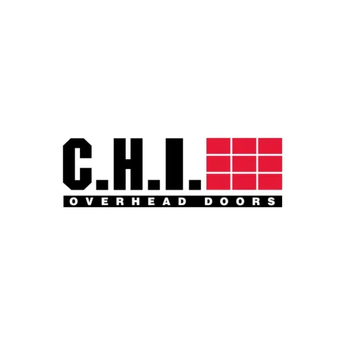 C.H.I. Overhead Doors logo featuring bold typography and red accents on a white background.