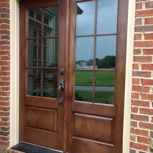 a door with a glass window