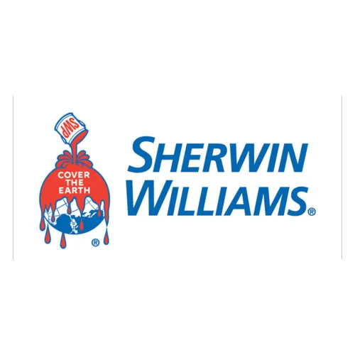 Sherwin-Williams logo featuring paint dripping from a globe illustration.