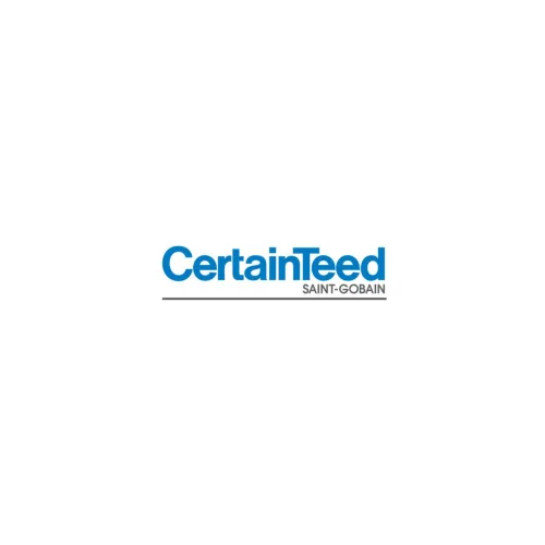 CertainTeed logo by Saint-Gobain in blue on a white background.