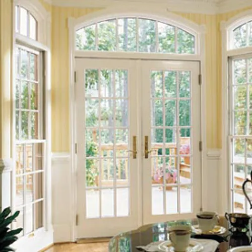 a room with a large door