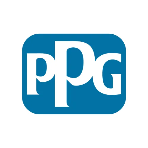 PPG logo featuring bold blue letters on a white background, symbolizing innovation and quality in coatings.