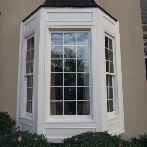 a door and window on a building