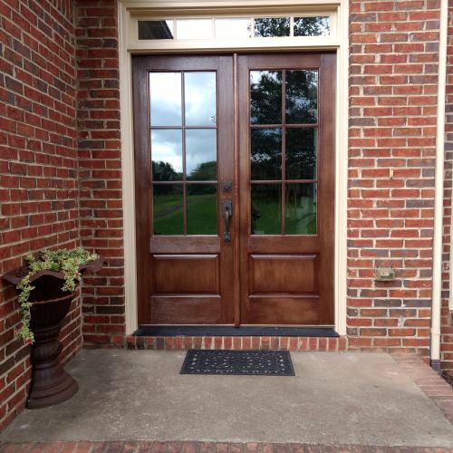 a door in a brick building