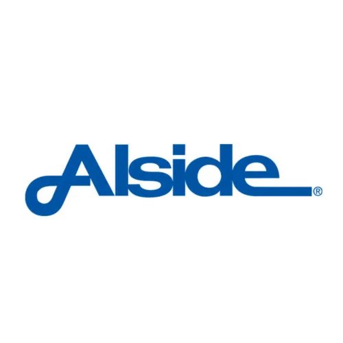 Alside logo in bold blue typography, showcasing modern, clean design elements.