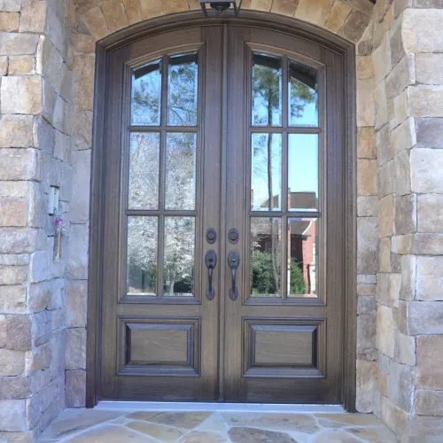 a door with a light above it