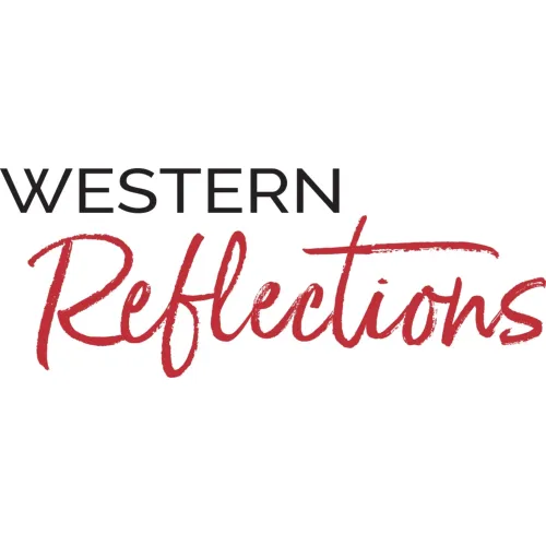 Logo of Western Reflections featuring bold black and red text.