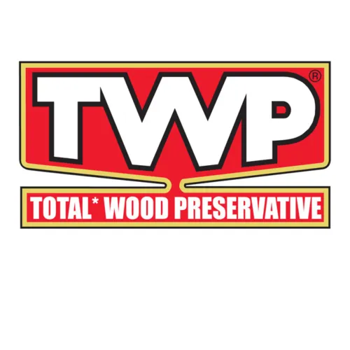 TWP logo featuring bold letters on a vibrant red background, symbolizing wood preservation.