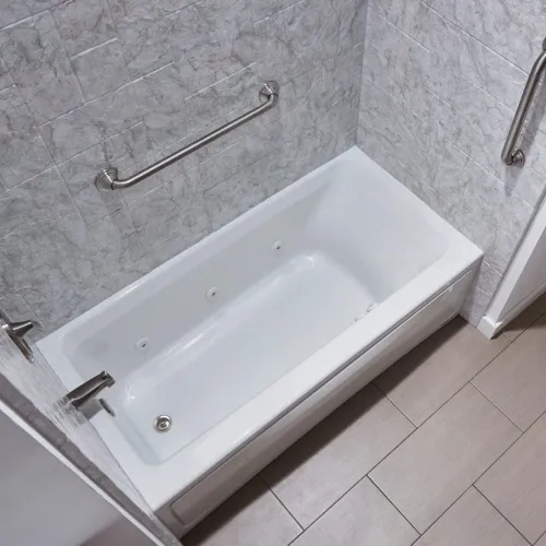 a close up of a bathtub