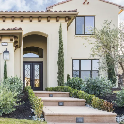 a house with a large front yard