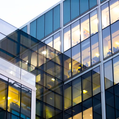 a building with many windows