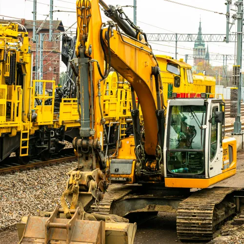 a yellow bulldozer at a construction site